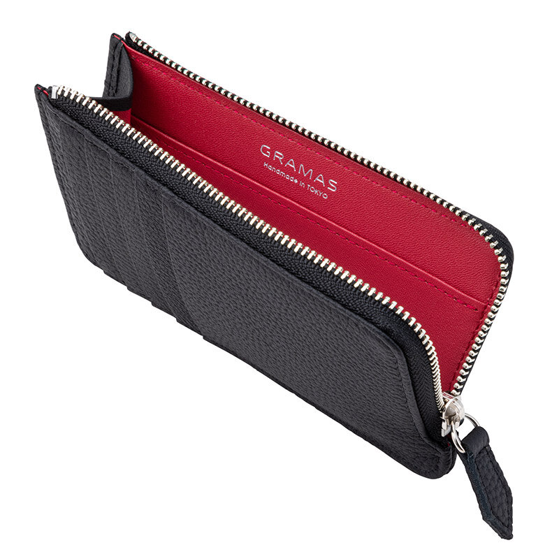 メンズファッション 財布、帽子、ファッション小物 ブティック GRAMAS財布 シュランケンカーフレザー Flat zip Wallet 
