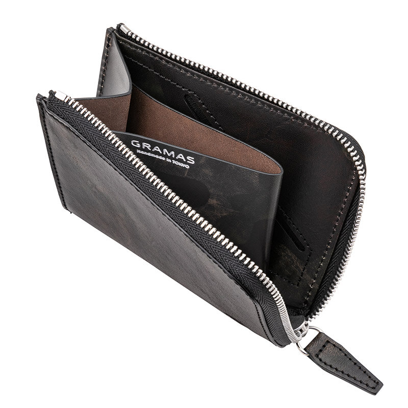 Desert Storm Genuine Leather L Shaped Zipper mini Wallet ｜GRAMAS 