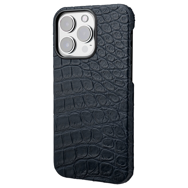 スマホ・タブレット・パソコンクロコダイル シャイニング ブラック iPhone15 ProMax カバー 革
